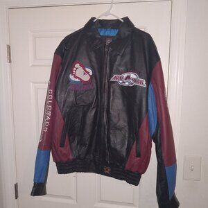Men Colorado Avalanche 2001 Jeff Hamilton NHL Championship Leather Jacket XL